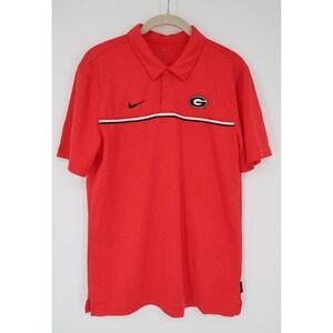 Nike Georgia Bulldogs Mens Small Red Striped‎ Performance Golf Polo Shirt